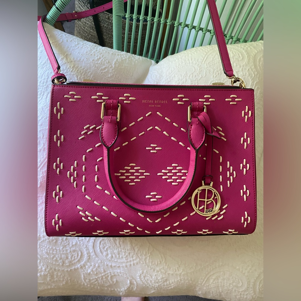 NWOT Henri Bendel Stitch Pink Satchel Bag